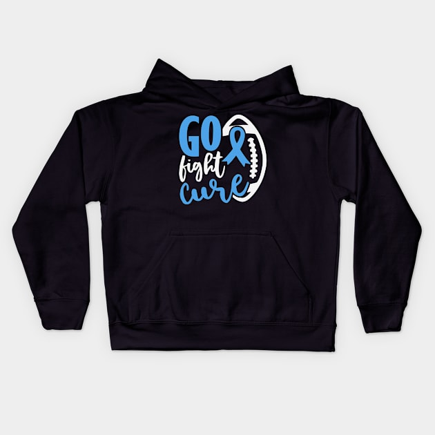 Football Tackle Go Fight Cure Trisomy 18 Awareness Light Blue Ribbon Warrior Support Kids Hoodie by celsaclaudio506